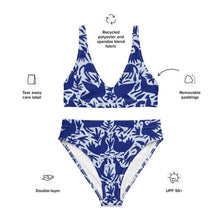 Load image into Gallery viewer, Navy Recycled high-waisted bikini - SOLOLI
