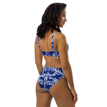 Load image into Gallery viewer, Navy Recycled high-waisted bikini - SOLOLI