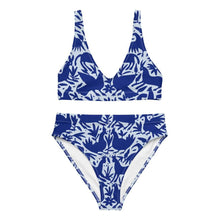 Load image into Gallery viewer, Navy Recycled high-waisted bikini - SOLOLI