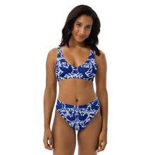Load image into Gallery viewer, Navy Recycled high-waisted bikini - SOLOLI
