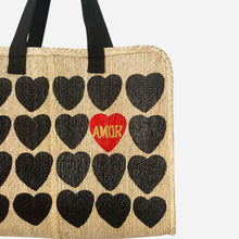Load image into Gallery viewer, Corazones Hand painted palm leaves bag
