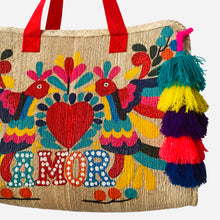 Load image into Gallery viewer, Amor Hand painted palm leaves bag
