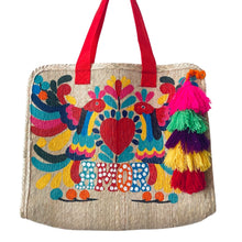 Load image into Gallery viewer, Amor Hand painted palm leaves bag
