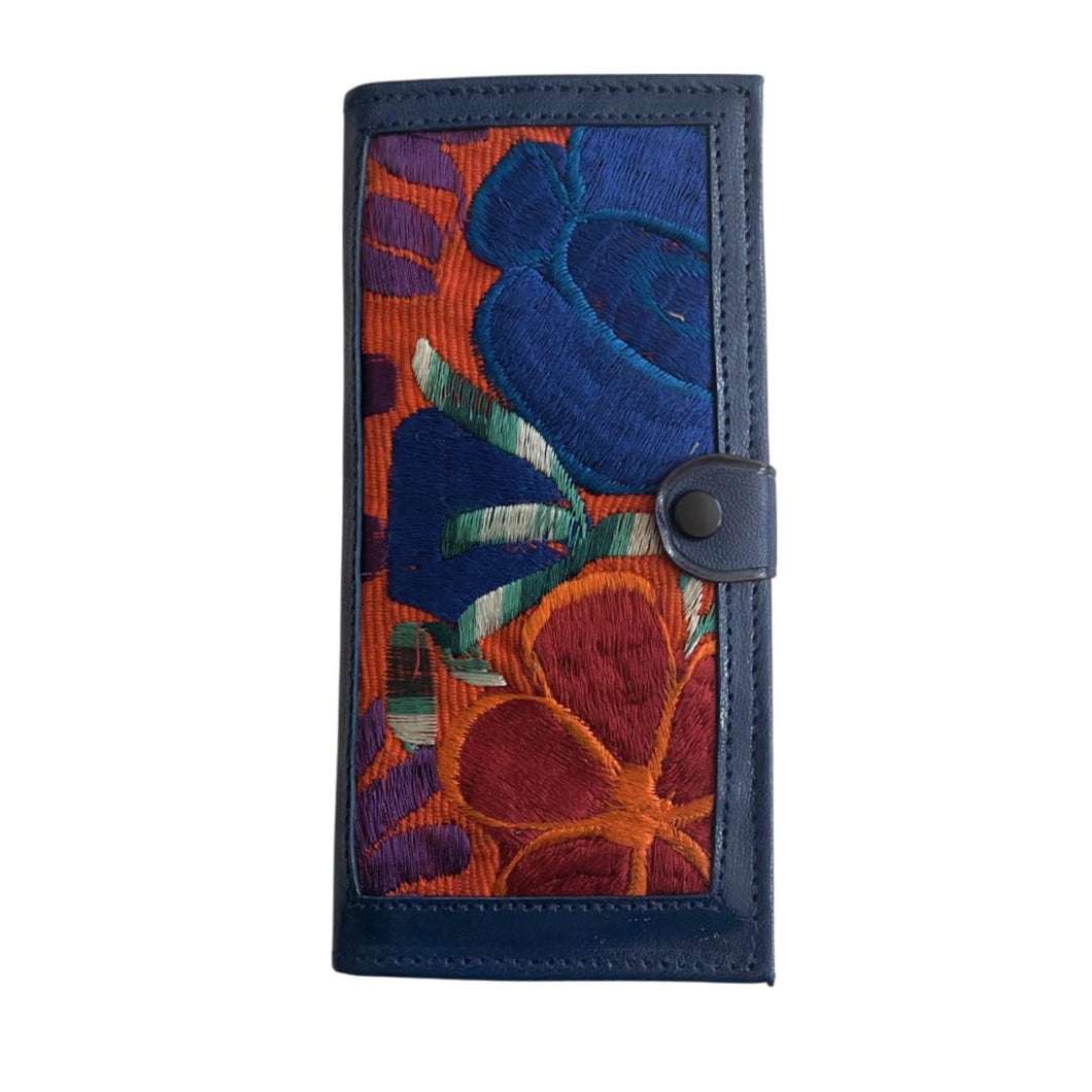 Las Flores leather and textile wallet - SOLOLI 