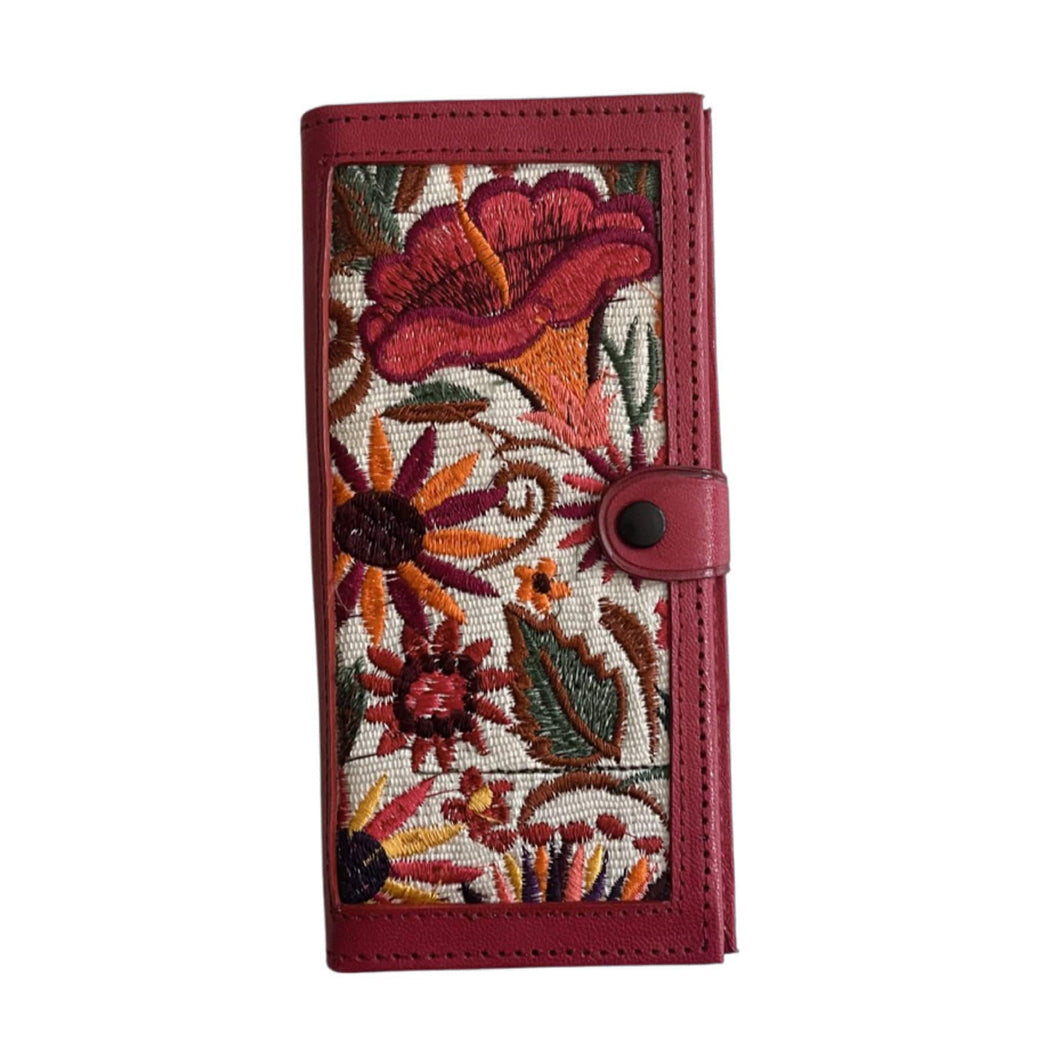 Las Flores leather and textile wallet - SOLOLI 
