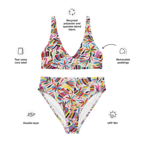 Multi color Recycled high-waisted bikini - SOLOLI 