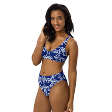 Load image into Gallery viewer, Navy Recycled high-waisted bikini - SOLOLI 
