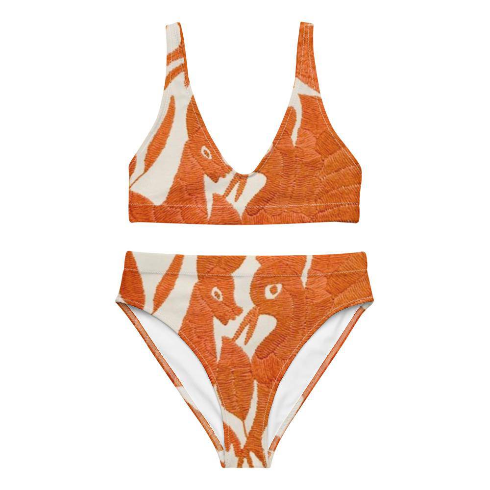 Orange Recycled high-waisted bikini - SOLOLI 